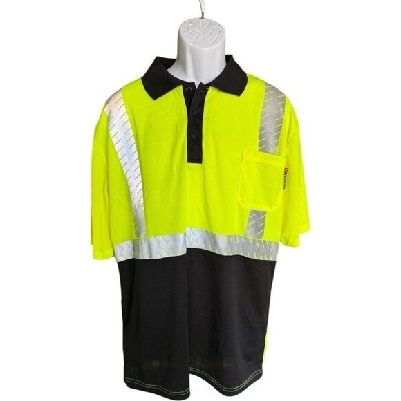Brand New Majestic 75-5213 Class 2 HiVis Segmented Short Sleeve Polo - Sz XL - Picture 2 of 2